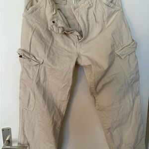 Free People Light Beige Cargo Pants